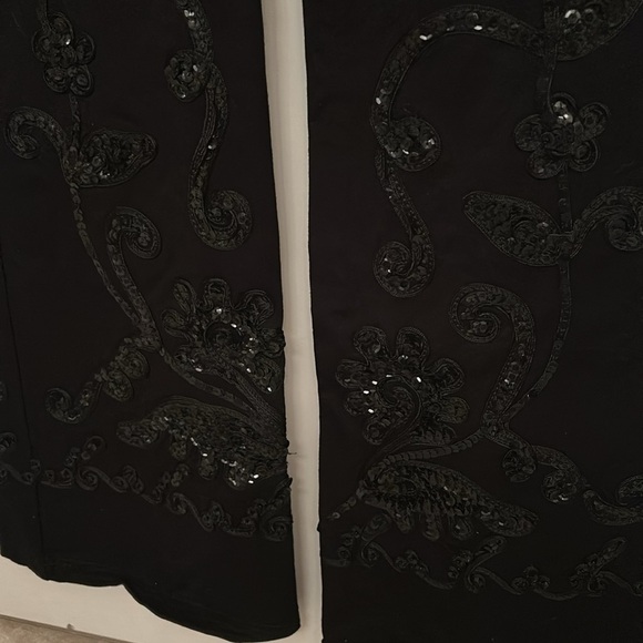 Elegant Black Sequin Embellished Stretchy Pants, size L - Picture 3 of 7